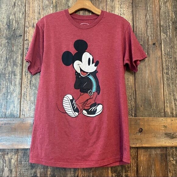 Disney Unisex Sz M Red Motorcycle Biker Mickey Mouse Short Sleeve Cotton T-Shirt - Picture 6 of 7